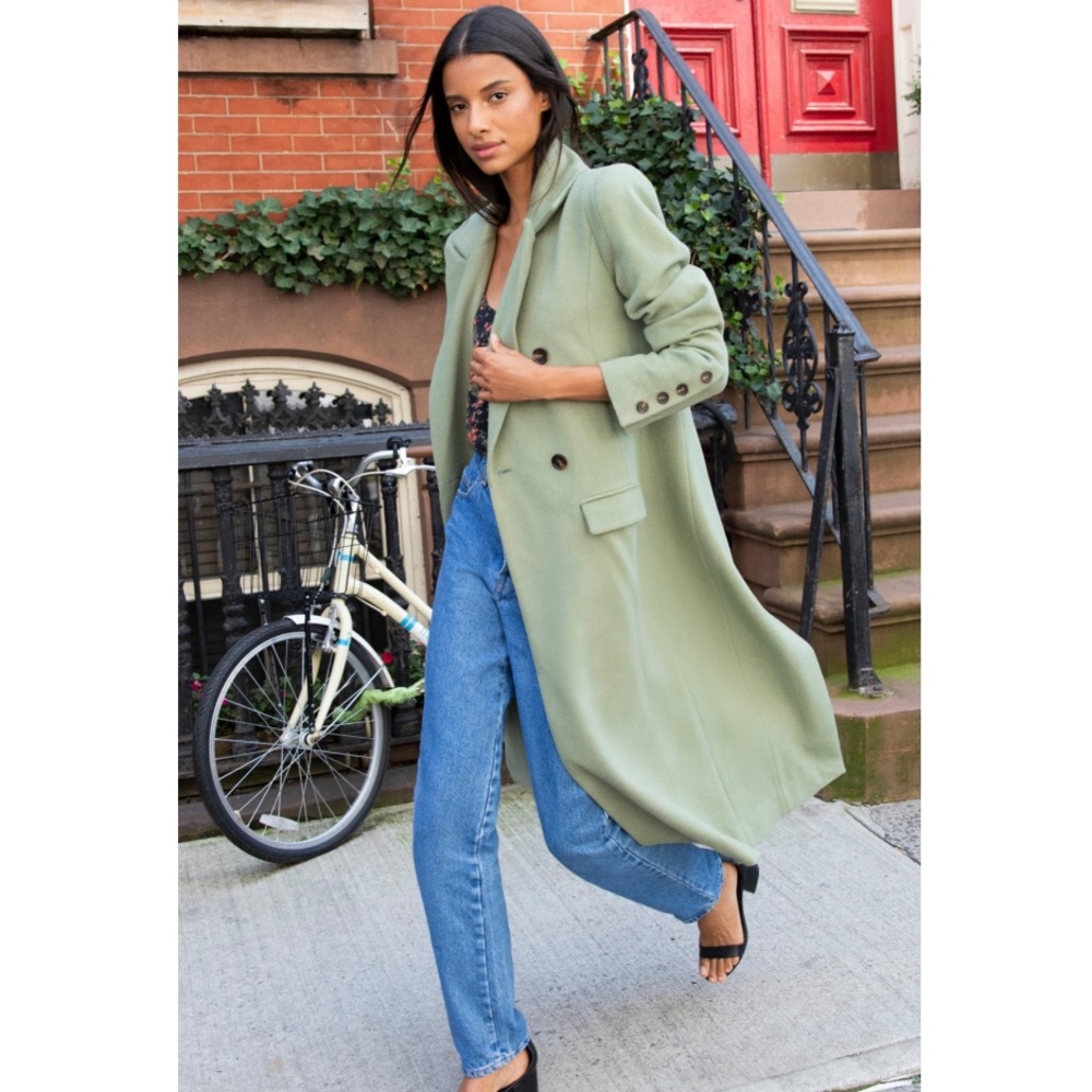 Something Navy Double Breasted Long Maxi Coat